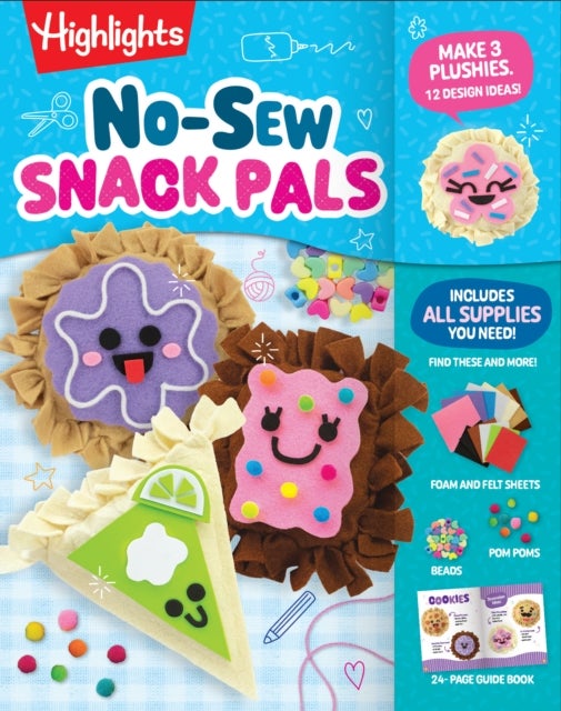 No-Sew Snack Pals - No-Sew Felt Craft Kit for Kids with All Supplies Included, Make Kawaii Snack Pillows with Felt Food and Mini Craft Activities, Fun Gift for Kids