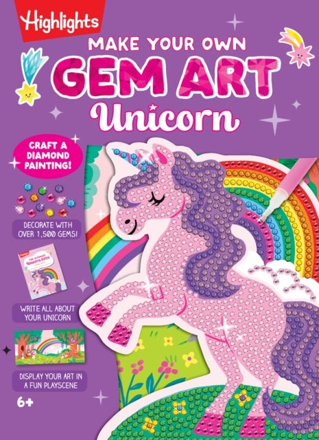 Make Your Own Gem Art Unicorn - Diamond Art Kit with Over 1,000 Gems, a Doodle Diary, Stickers and Hidden Pictures Puzzles for Kids 6-9, Make Sparkly Gem Unicorn Crafts