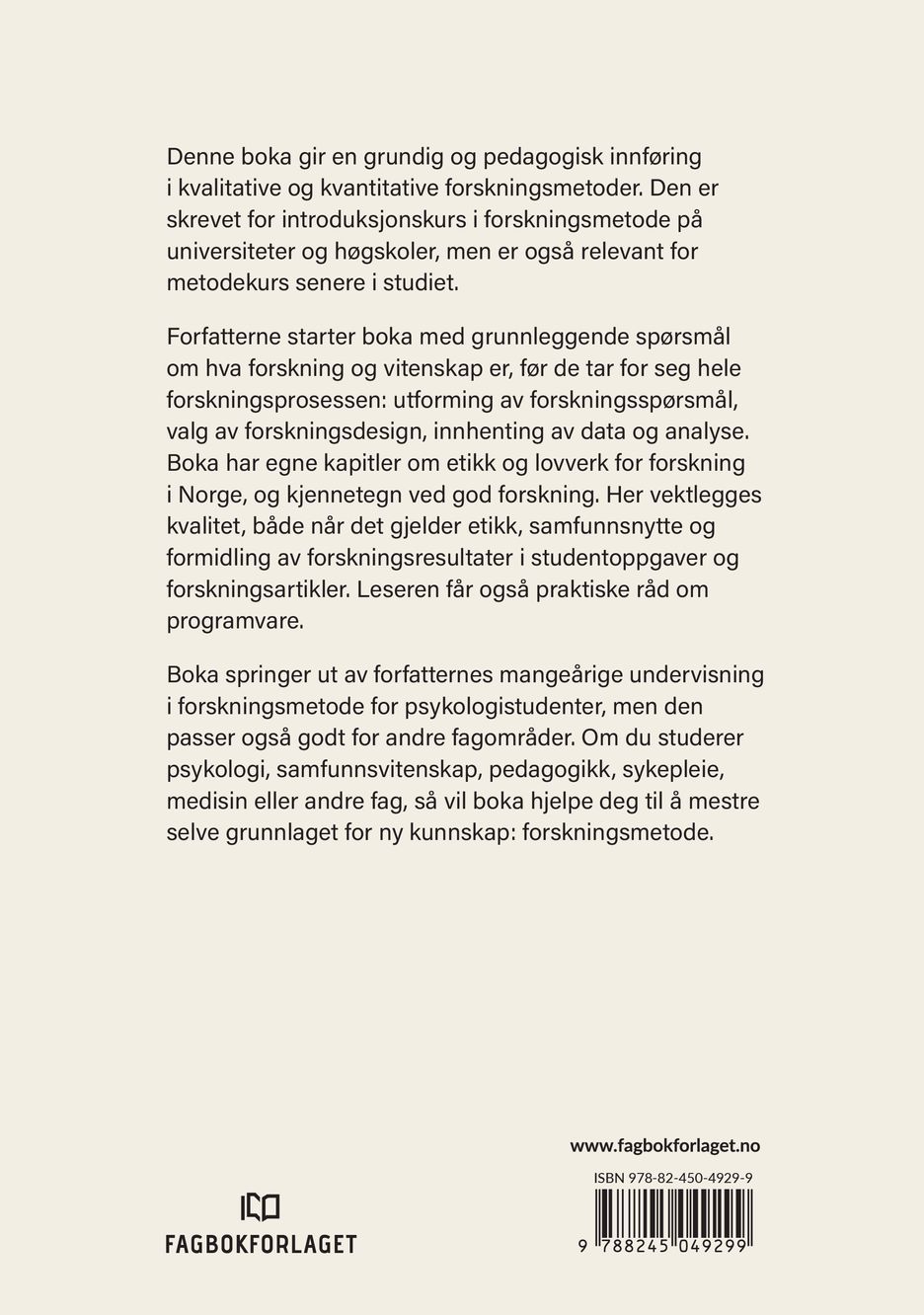 Forskningsmetode (ikke bare) for psykologi