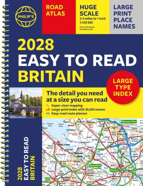 2028 Philip's Easy to Read Road Atlas of Britain (A4 Spiral) av Philip's Maps
