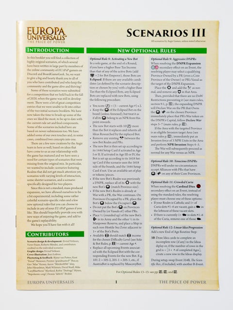 Europa Universalis - scenarios III booklet