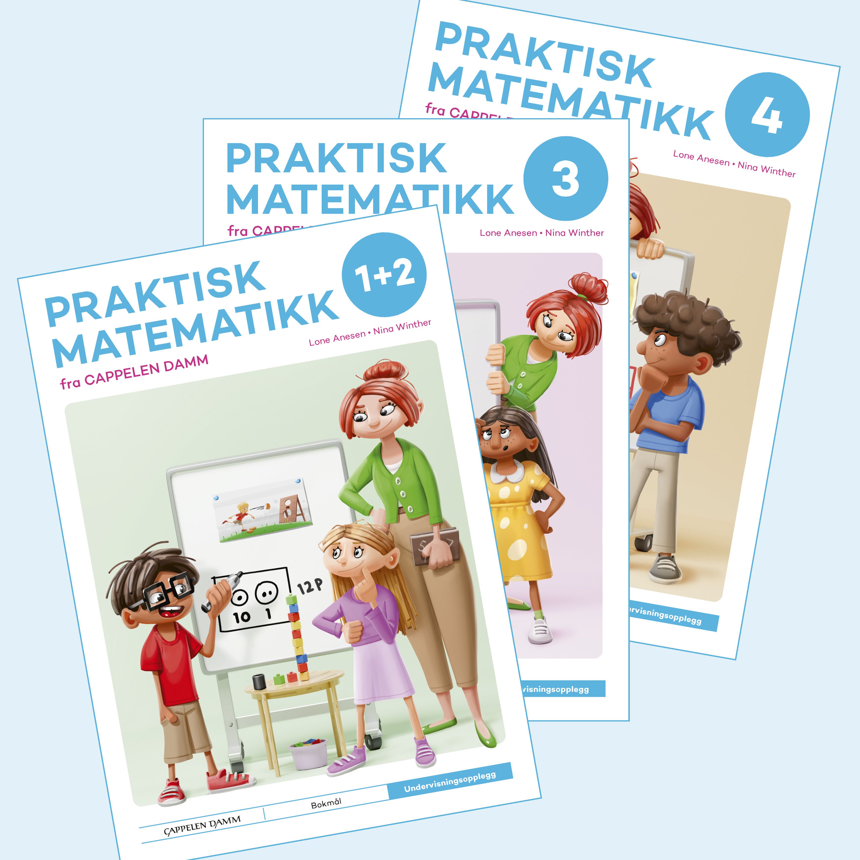 Praktisk matematikk 1+2, 3 og 4 fra Cappelen Damm - undervisningsopplegg : problemløsing på vertikale tavler : lærerhefter