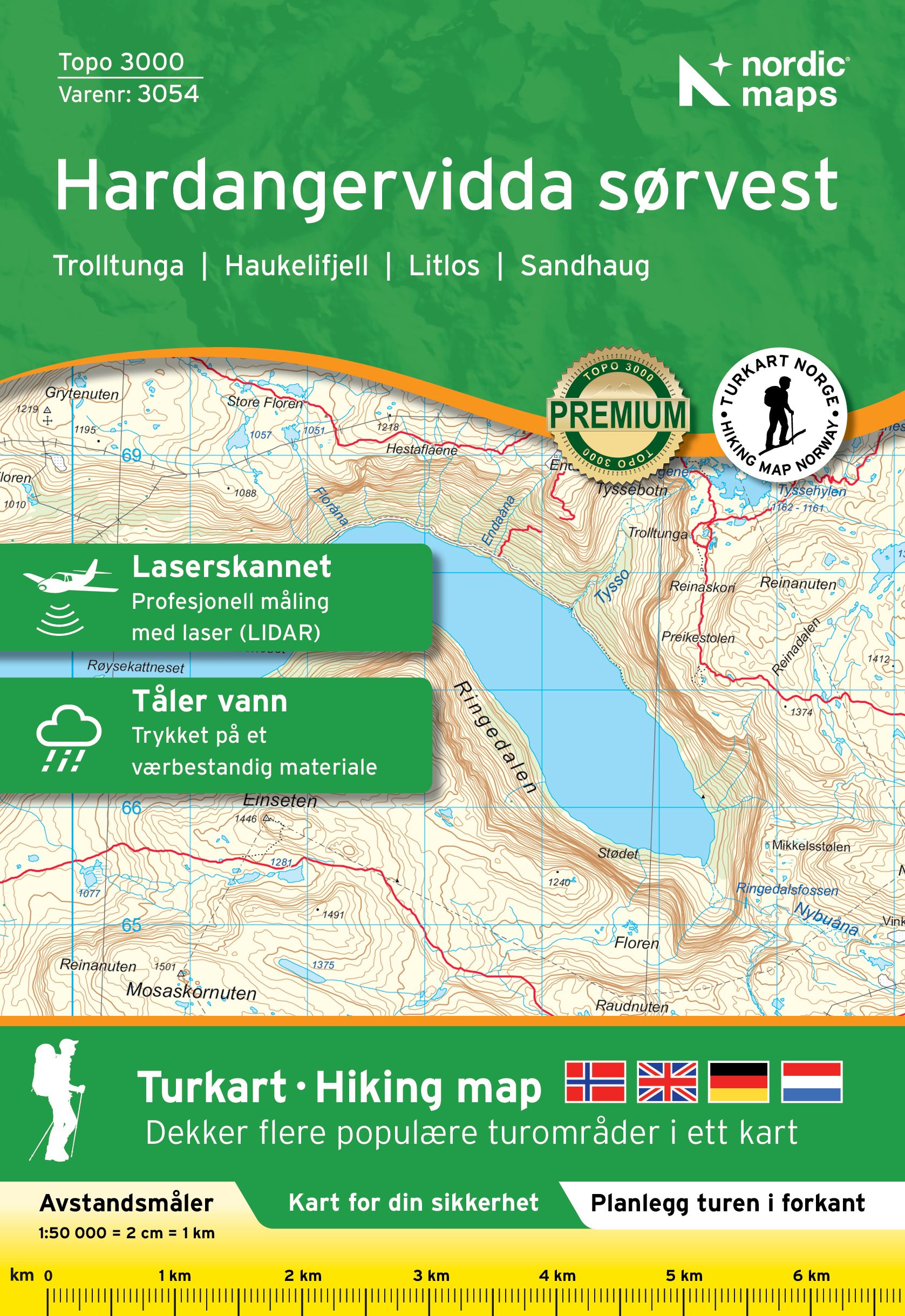 Hardangervidda sørvest 1:50 000