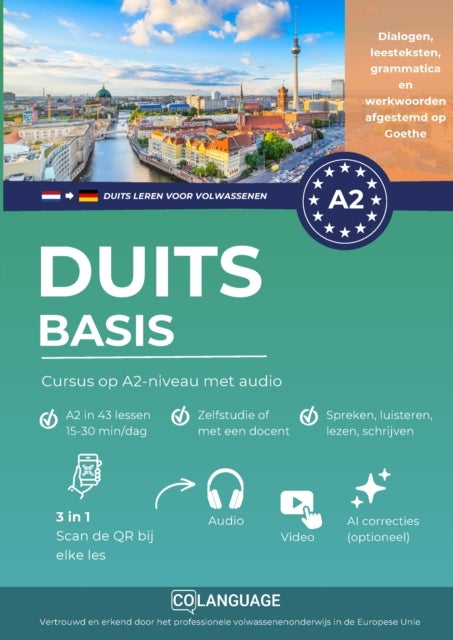 Duits leren A2 basis: cursus op A2-niveau met audio - Leer Duits A2 met dialogen, grammatica, audio en vocabulaire. Ideaal voor zelfstudie of les in...