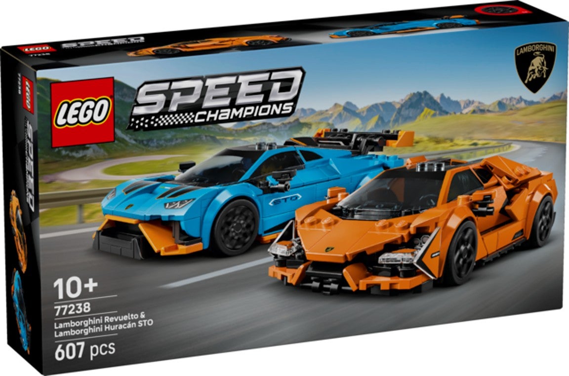 Lego Lamborghini Revuelto og Huracán STO 77238