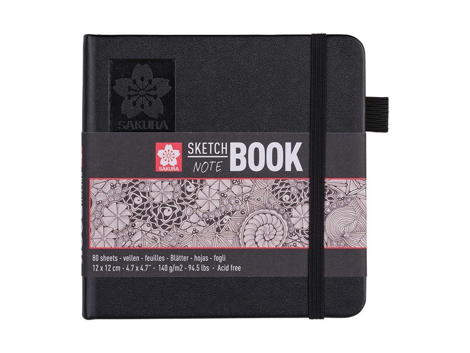 Skissebok m/strikk Sakura 12x12cm 140Gg