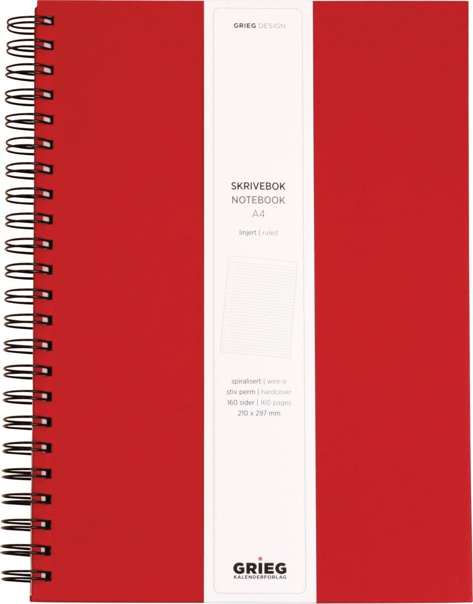 Spiralbok Grieg A4 100g 160s Linjer Rød