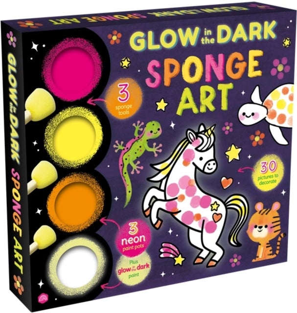 Glow in the Dark Sponge Art - An art set with sponge tools, paints and a book , Perfect for creative kids aged 3–6