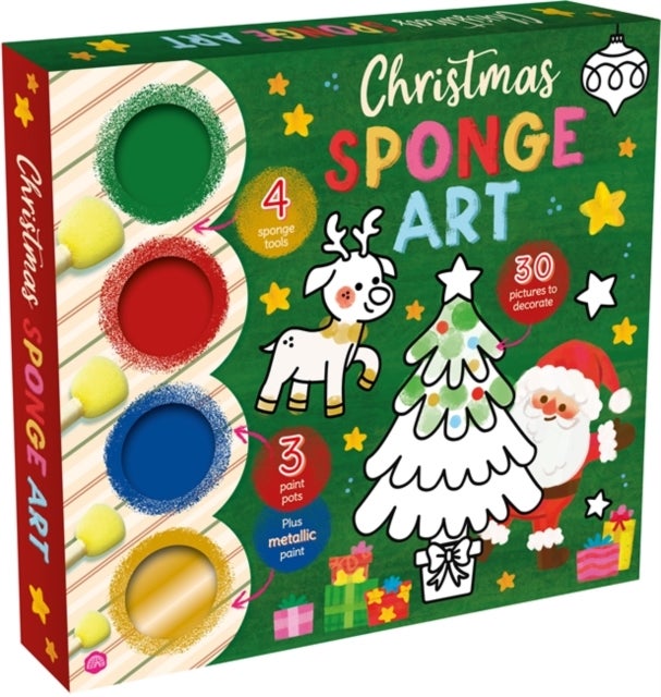 Christmas Sponge Art - A festive art set with sponge tools, paints and a book , Perfect for creative kids aged 3–6