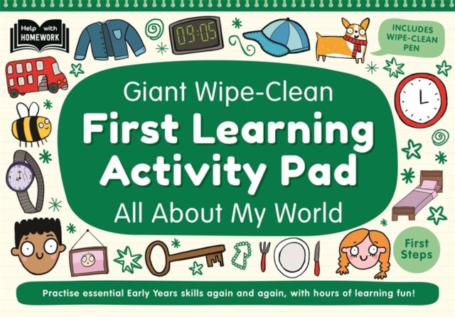 Giant Wipe-Clean First Learning Activity Pad All About My World - Practise essential early years skills , Reusable home-learning activities , Wipe-clean pen included