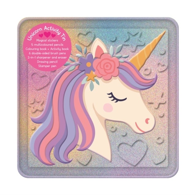 Unicorn Activity Tin - A deluxe book and tin set with brush pens, stamper pen and more