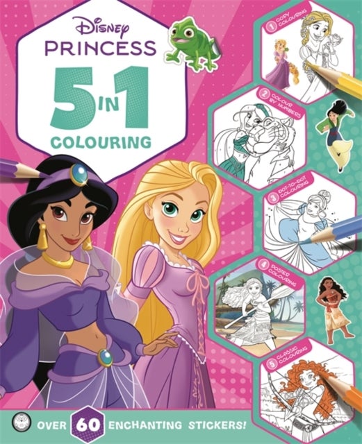 Disney Princess: 5 in 1 Colouring - A magical colouring and sticker adventure