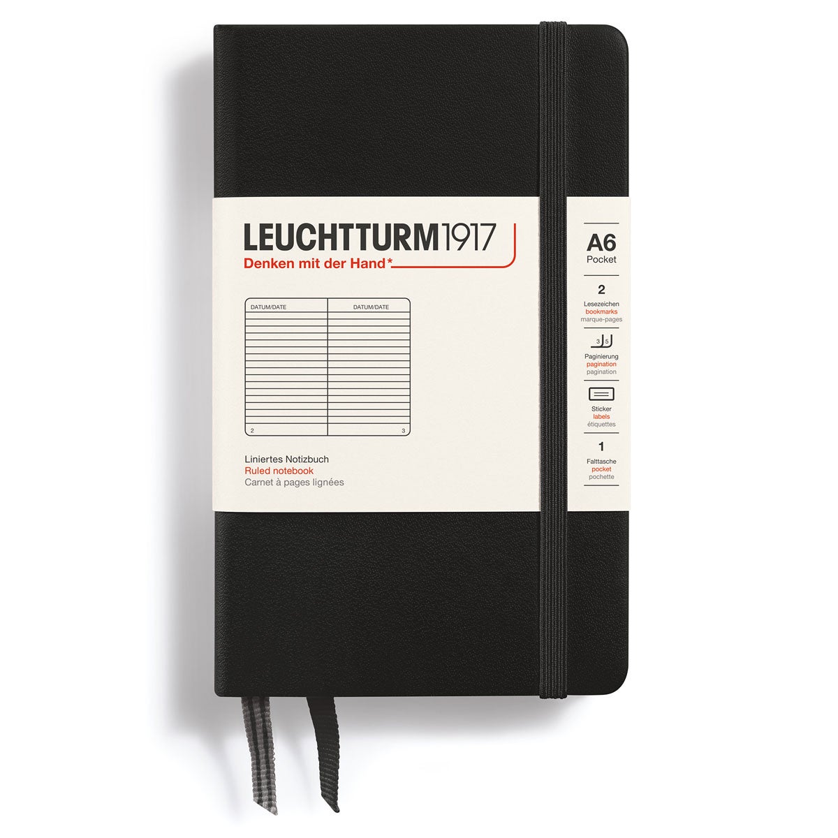 Notatbok Leuchtturm 1917 A6 Hard Ruled Black