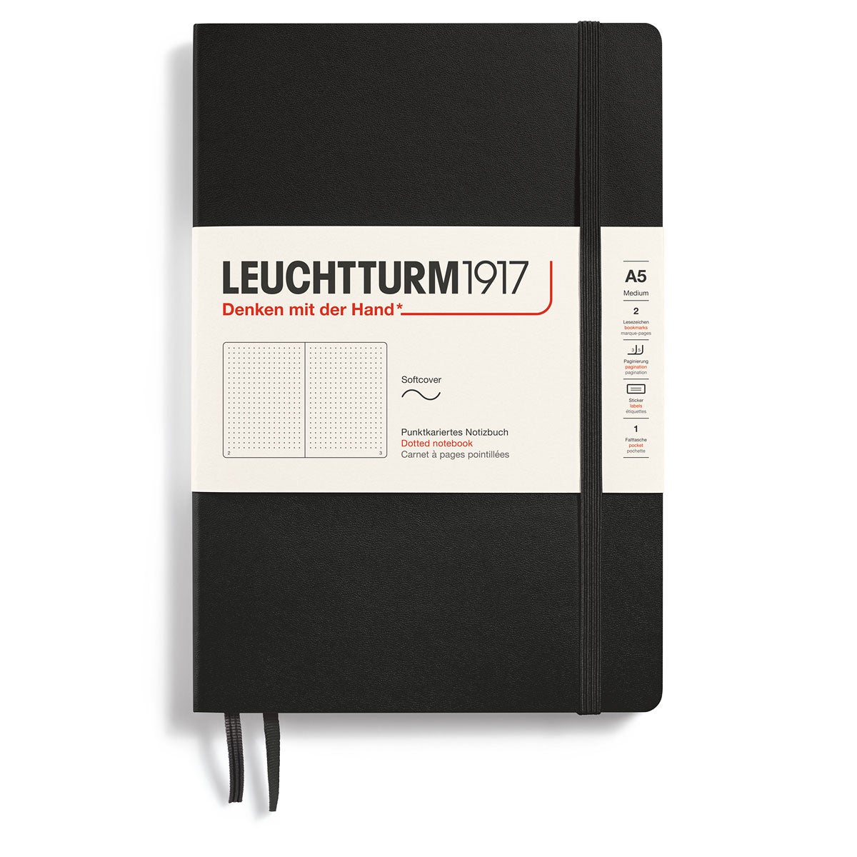 Notatbok Leuchtturm 1917 A5 Soft Dotted Black