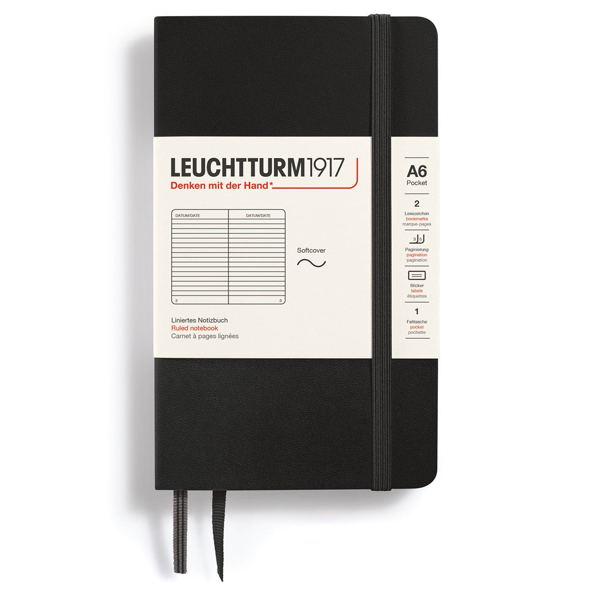 Notatbok Leuchtturm 1917 A6 Soft Ruled Black