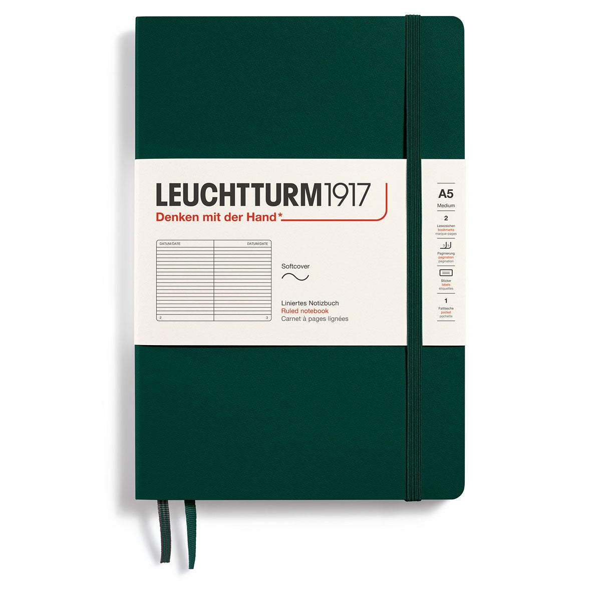 Notatbok Leuchtturm 1917 A5 Soft Ruled Forest Green