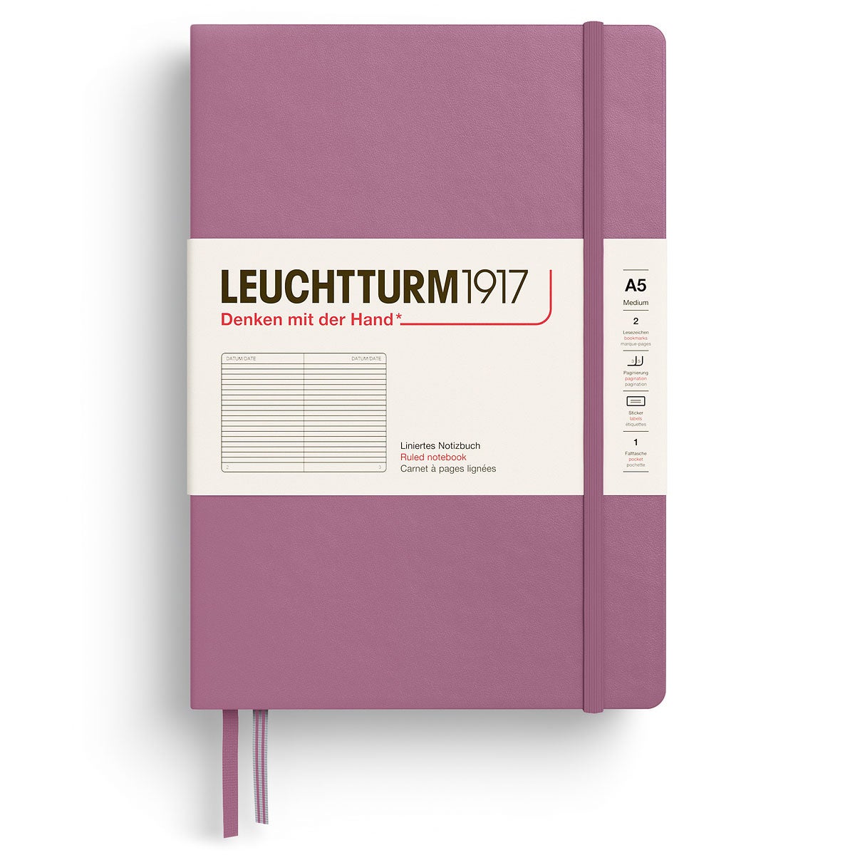 Notatbok Leuchtturm 1917 A5 Hard Ruled Dusty Rose