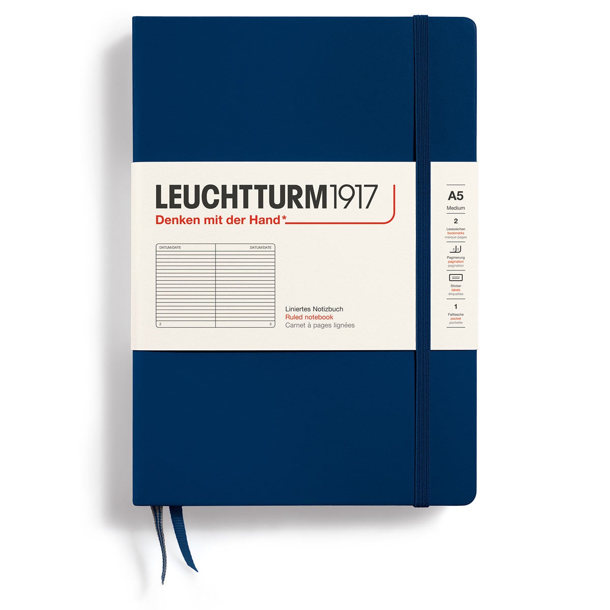 Notatbok Leuchtturm 1917 A5 Hard Ruled Navy