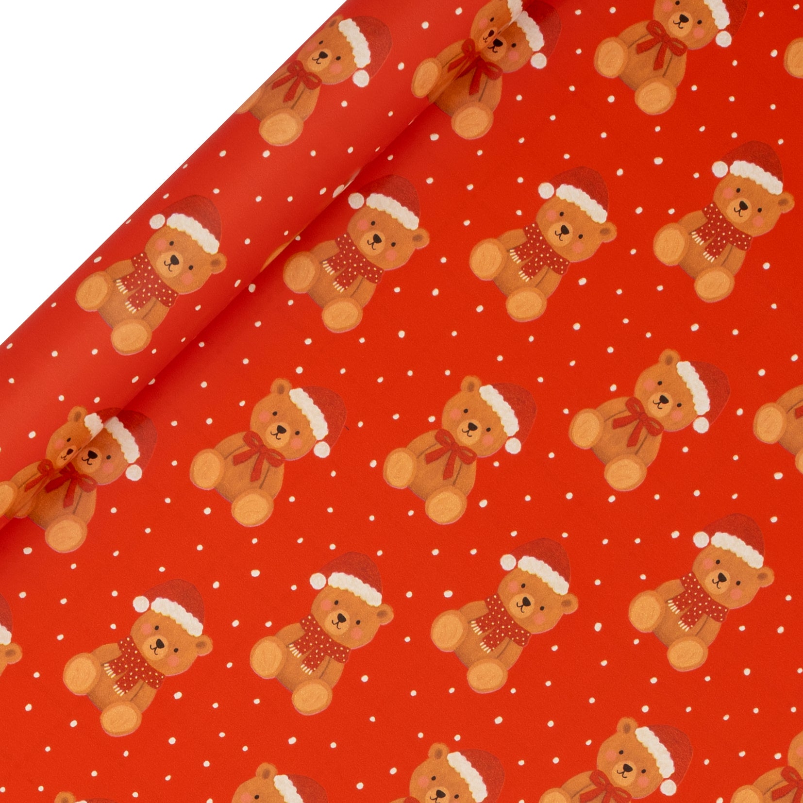 Gavepapir 4m Beary Merry Christmas Red