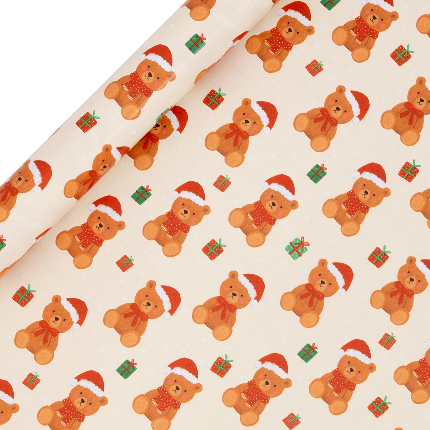 Gavepapir 4m Beary Merry Christmas Cream