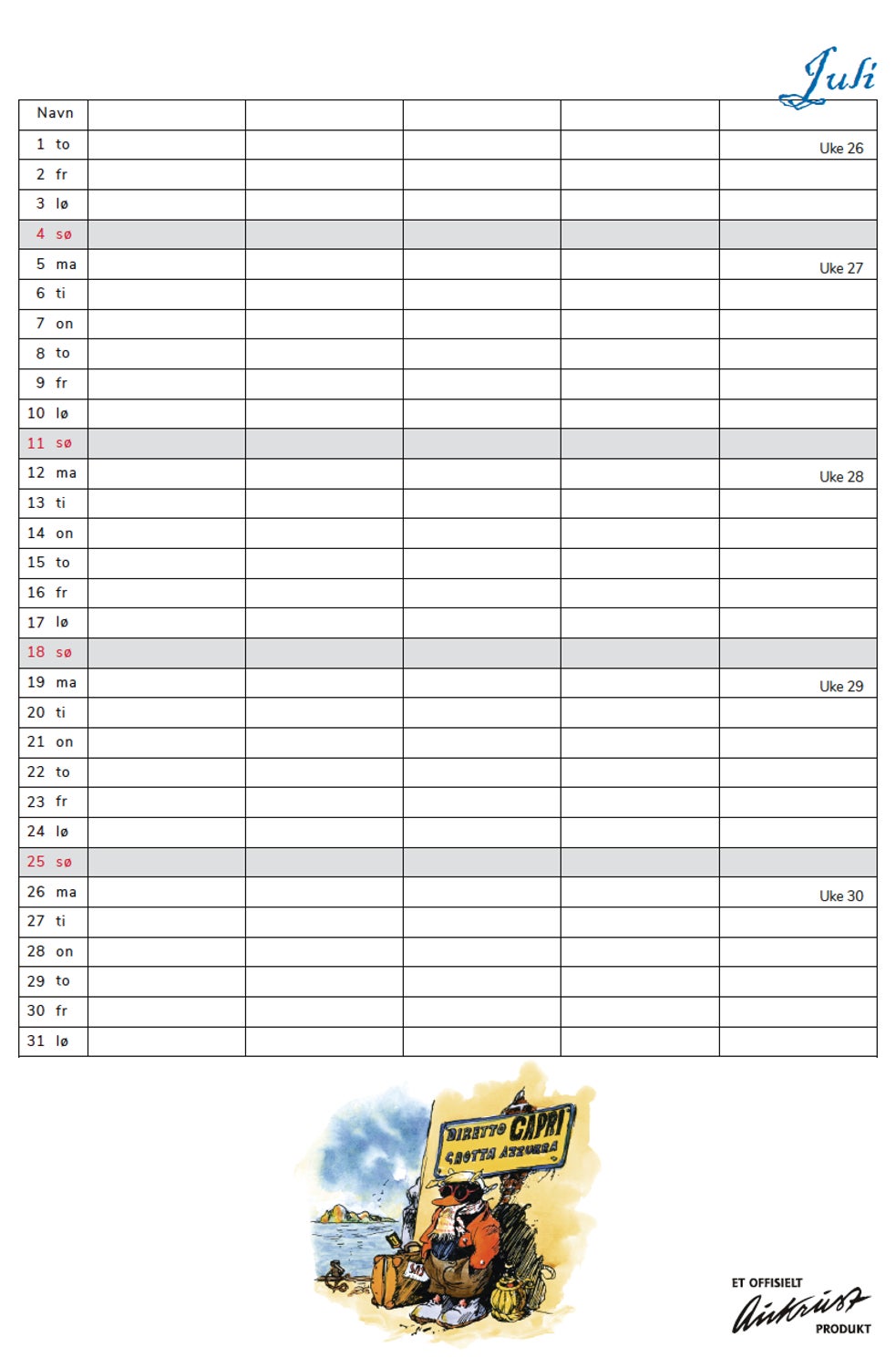 Kalender 2027 Flåklypa 23x34cm