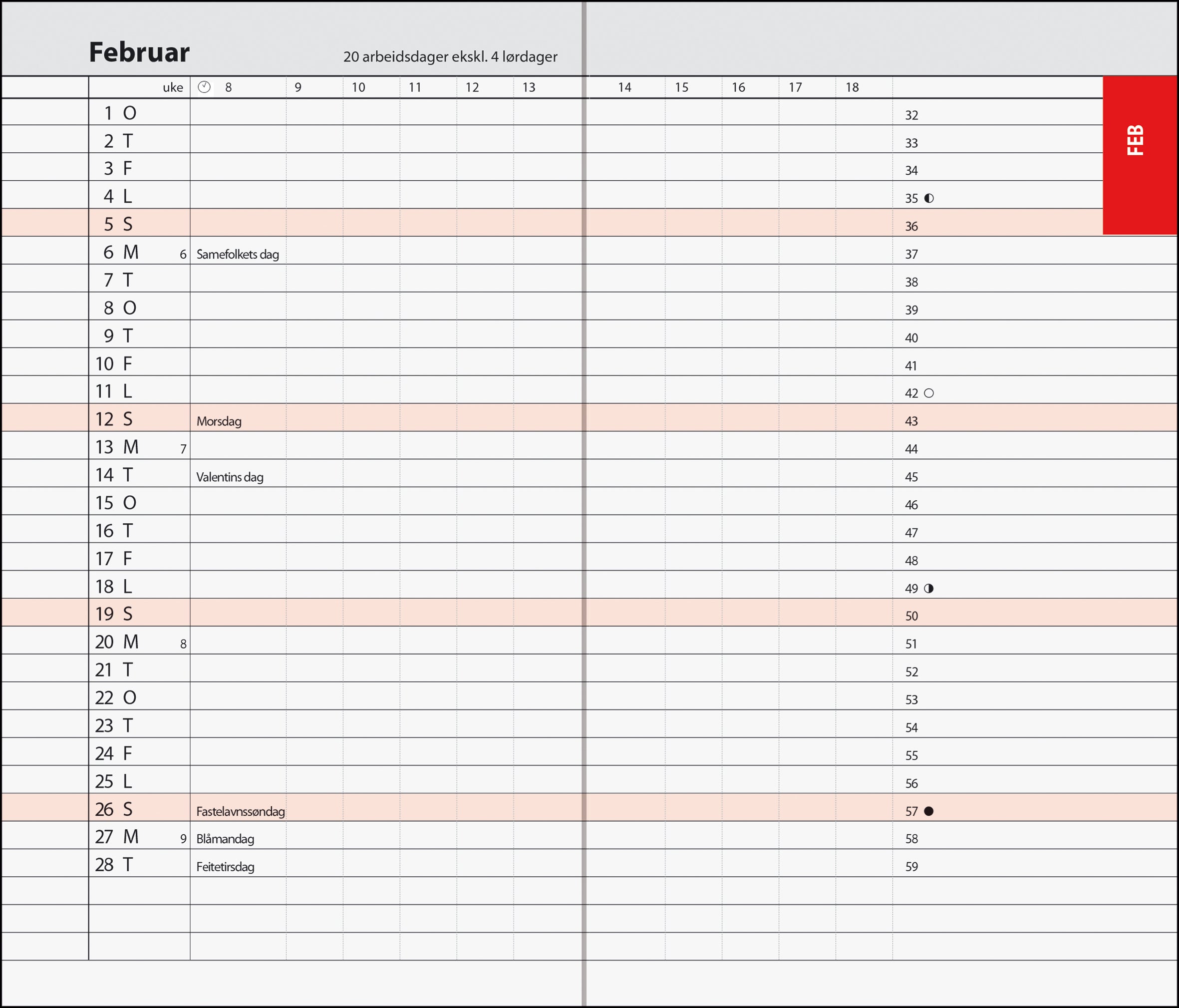 Kalender 2027 7.Sans Notabene Månedsplanlegger,