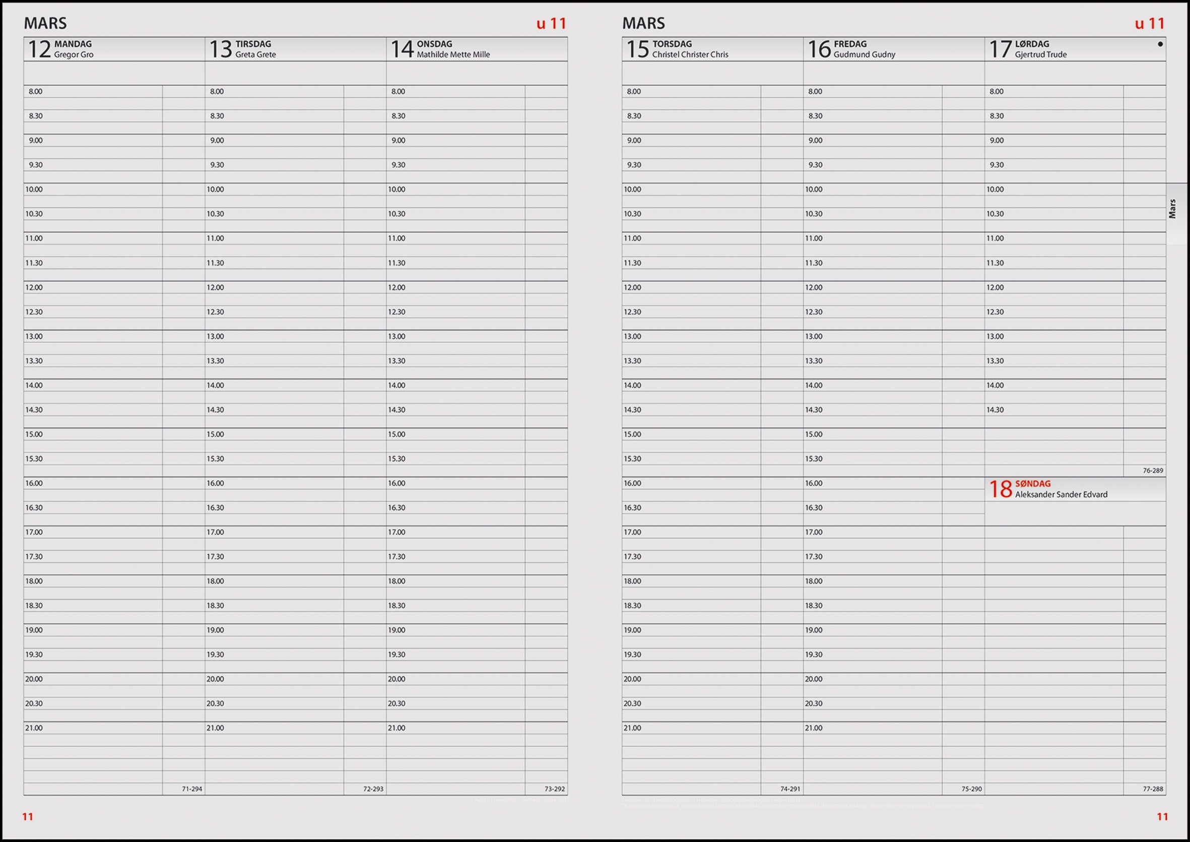 Kalender 2027 7.Sans Timeavtale, Sp