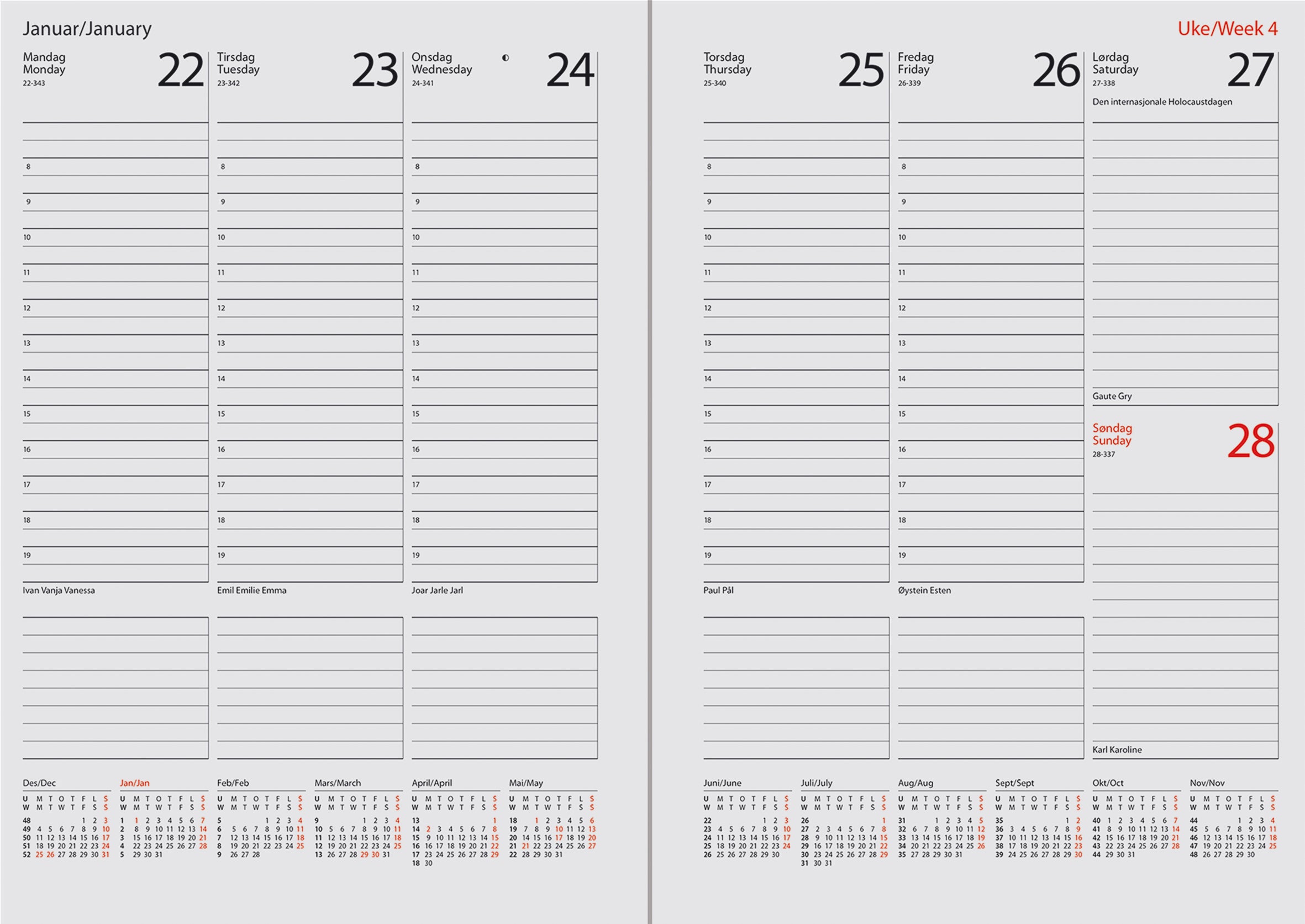 Kalender 2027 7.Sans Termin, Sp Pp Sort