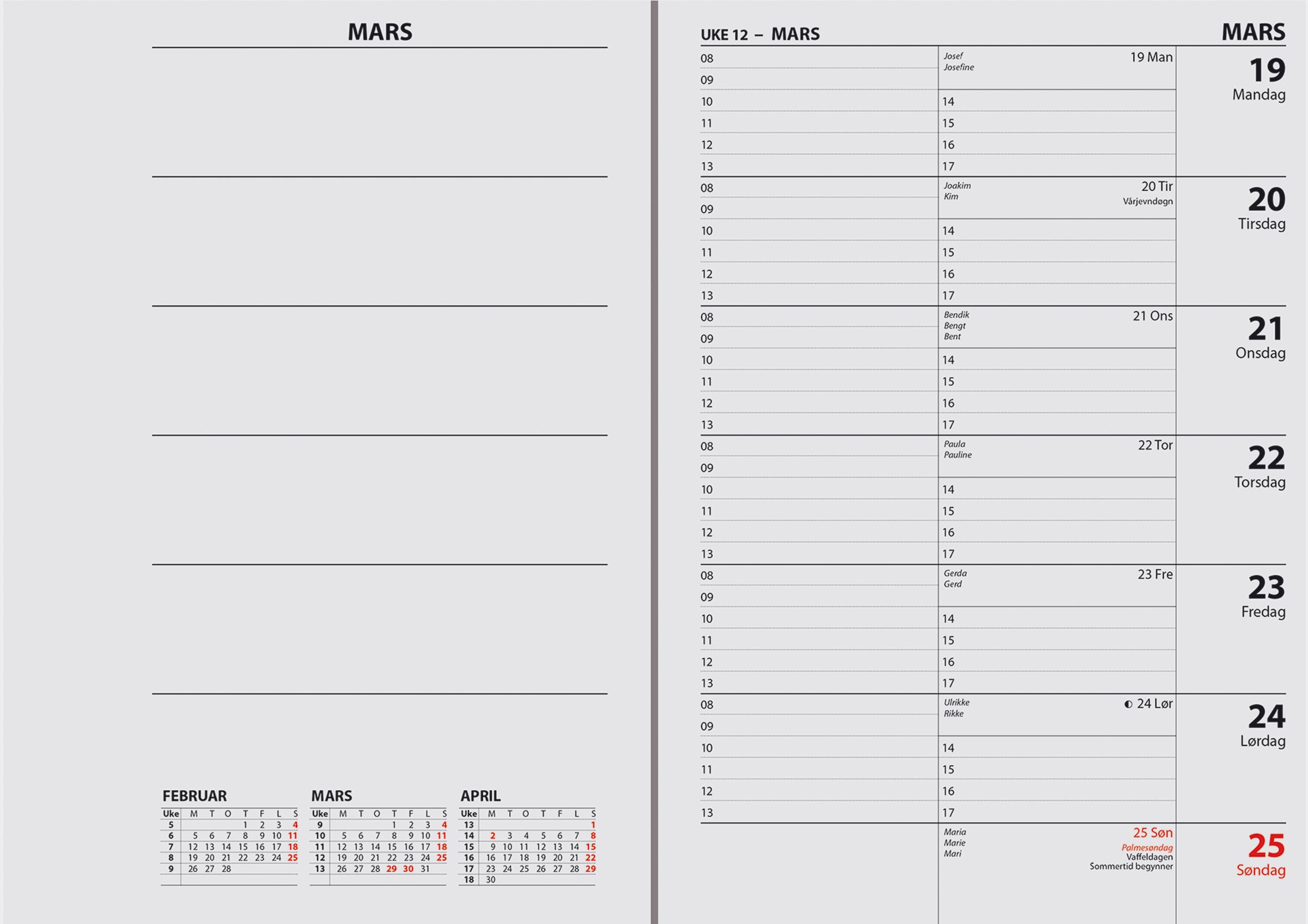 Kalender 2027 7.Sans Ukekalender, Refill I Im Omsl