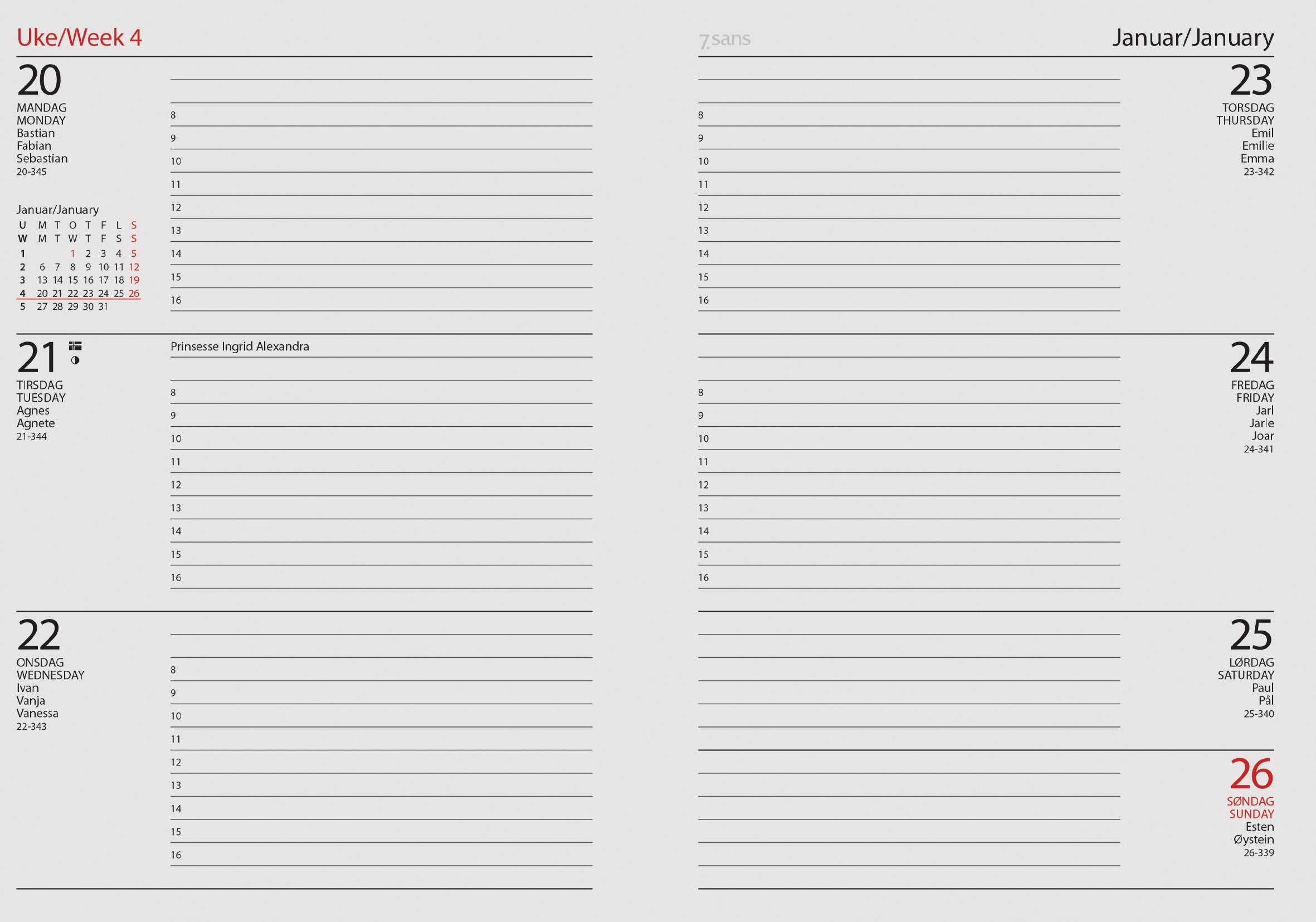 Kalender 2027 Timecenter A5 Uke, Ib Im Sort
