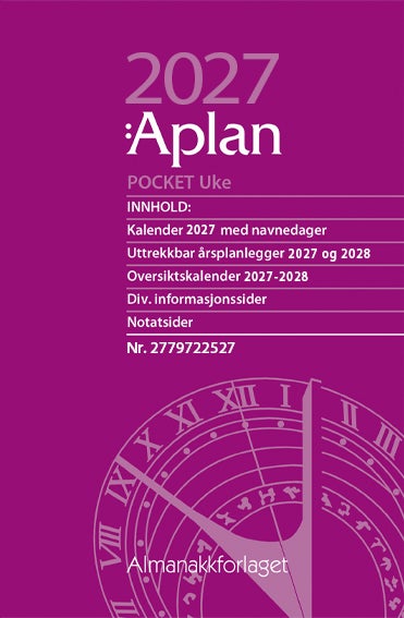 Kalender 2027 Aplan Pocket Uke Årssett