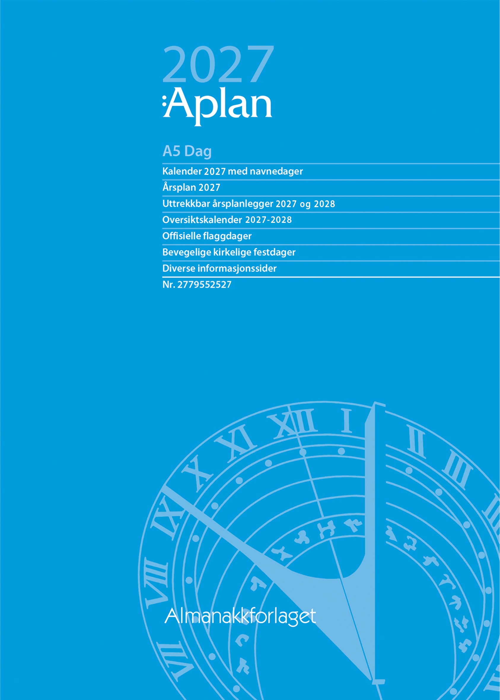 Kalender 2027 Aplan A5 Dag Årssett