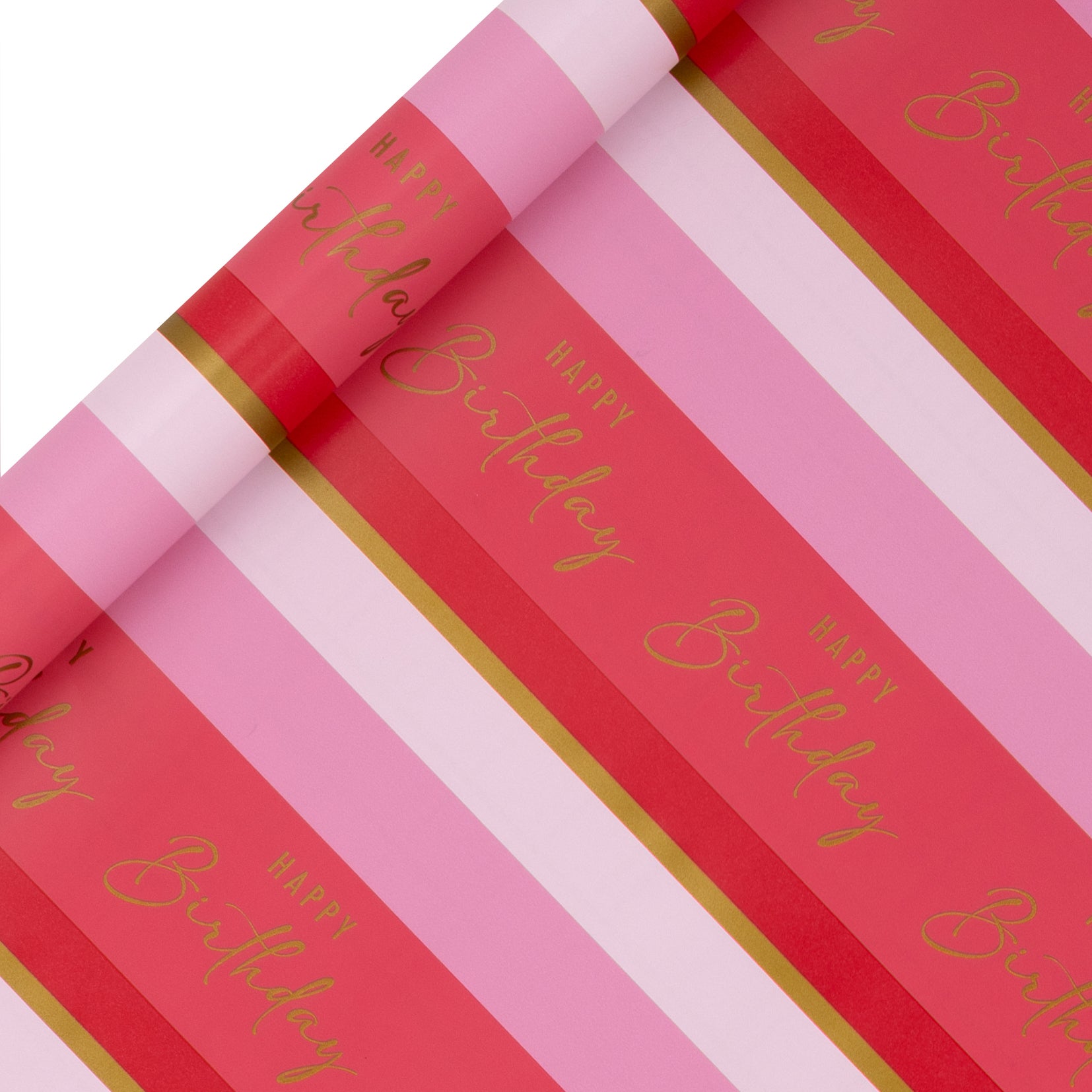 Gavepapir 4m HBD Stripe Pink
