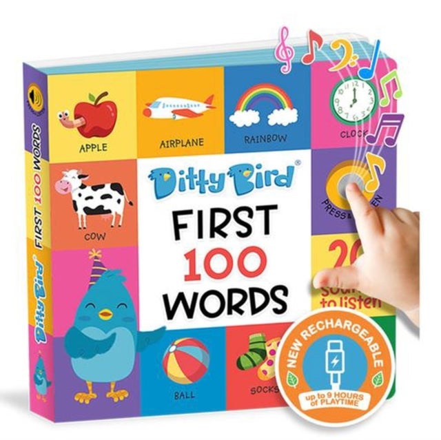 Ditty Bird First 100 Words Interactive Sound Book for Toddlers 1- 3 Speech Therapy Educational Learning Books for 1 Year Old