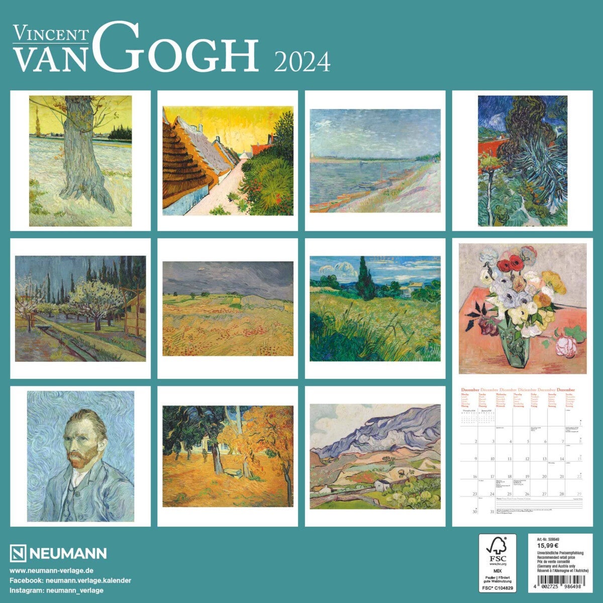 Kalender 2024 Vincent van Gogh 30x30cm