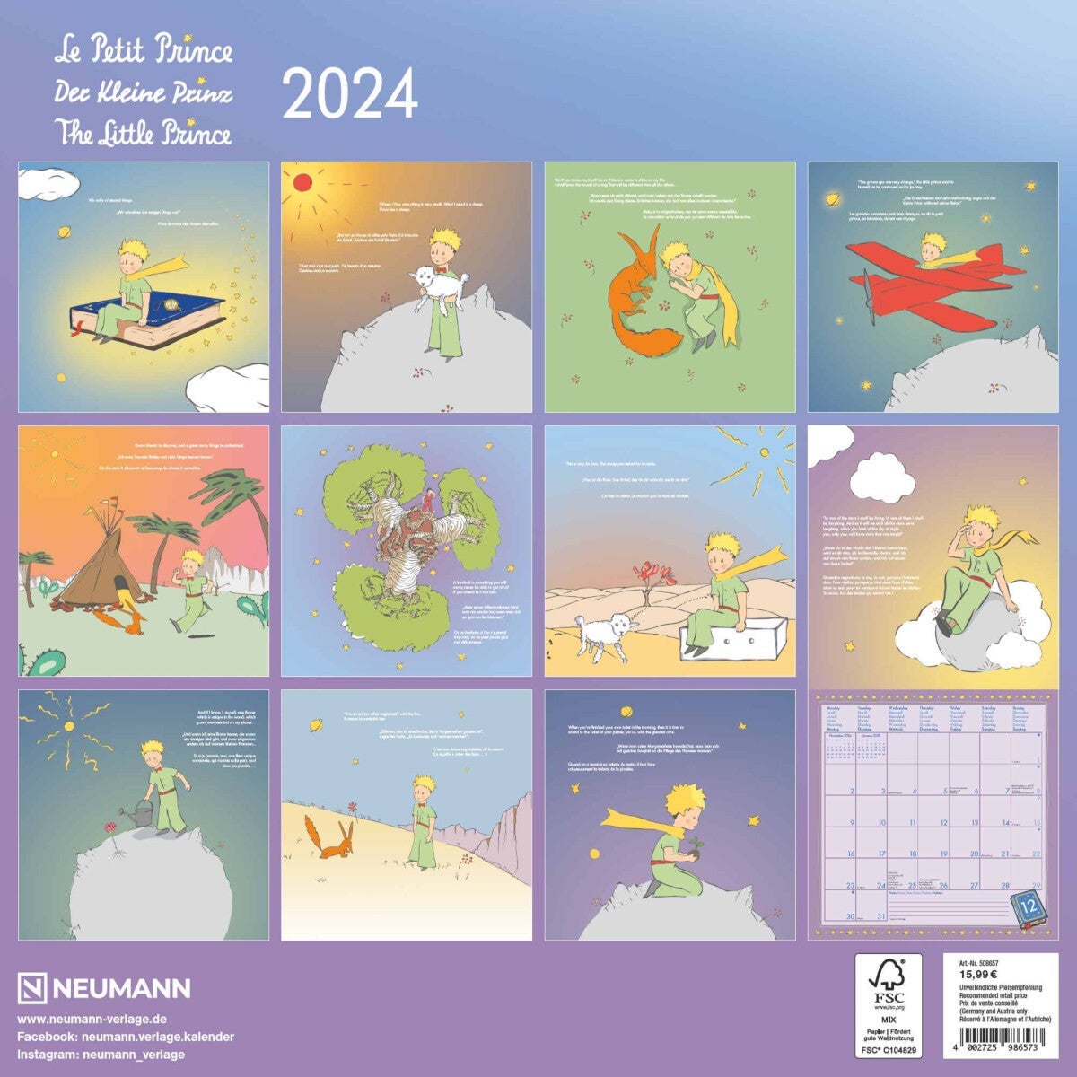Kalender 2024 The Little Prince 30x30cm