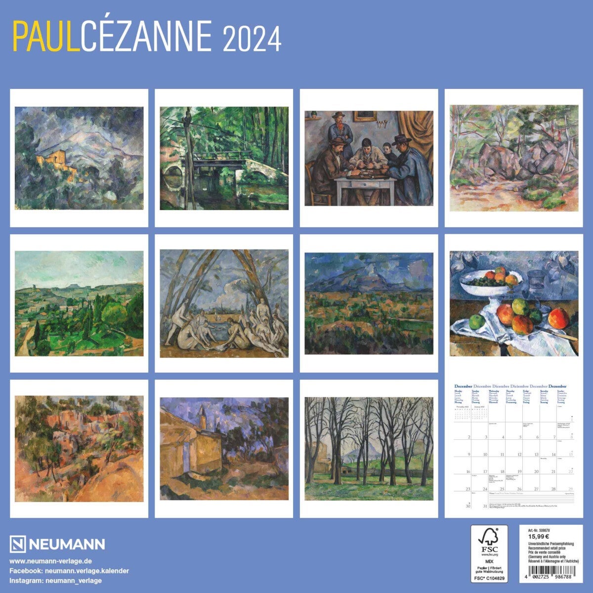 Kalender 2024 Paul Cézanne 30x30cm