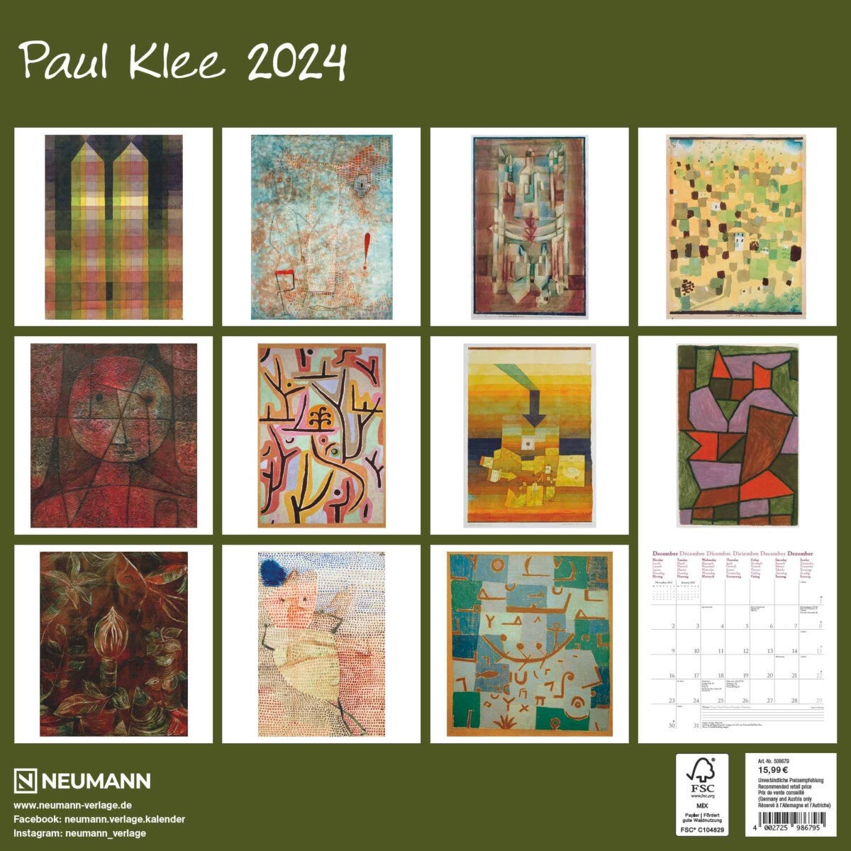 Kalender 2024 Paul Klee 30x30cm