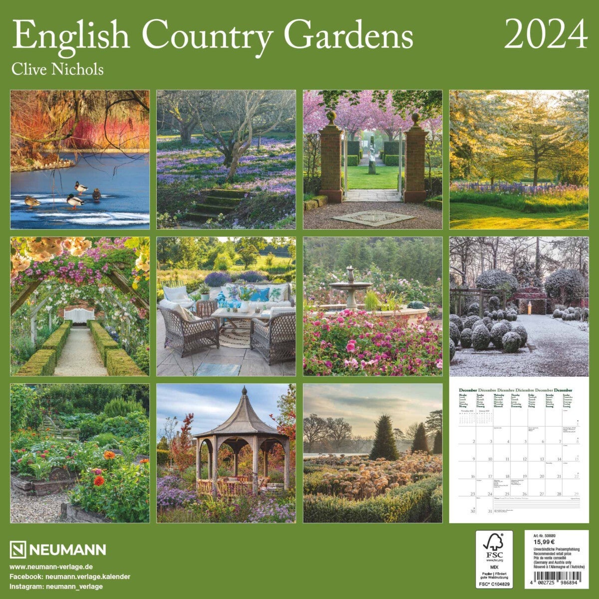 Kalender 2024 English C Gardens 30x30cm