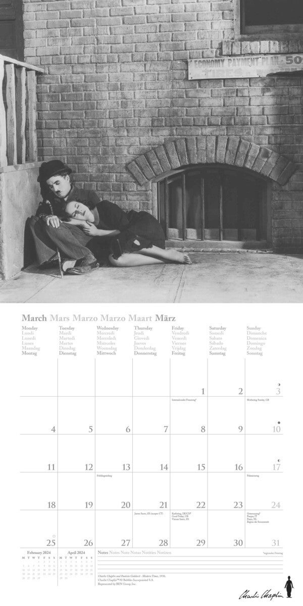 Kalender 2024 Charlie Chaplin 30x30cm