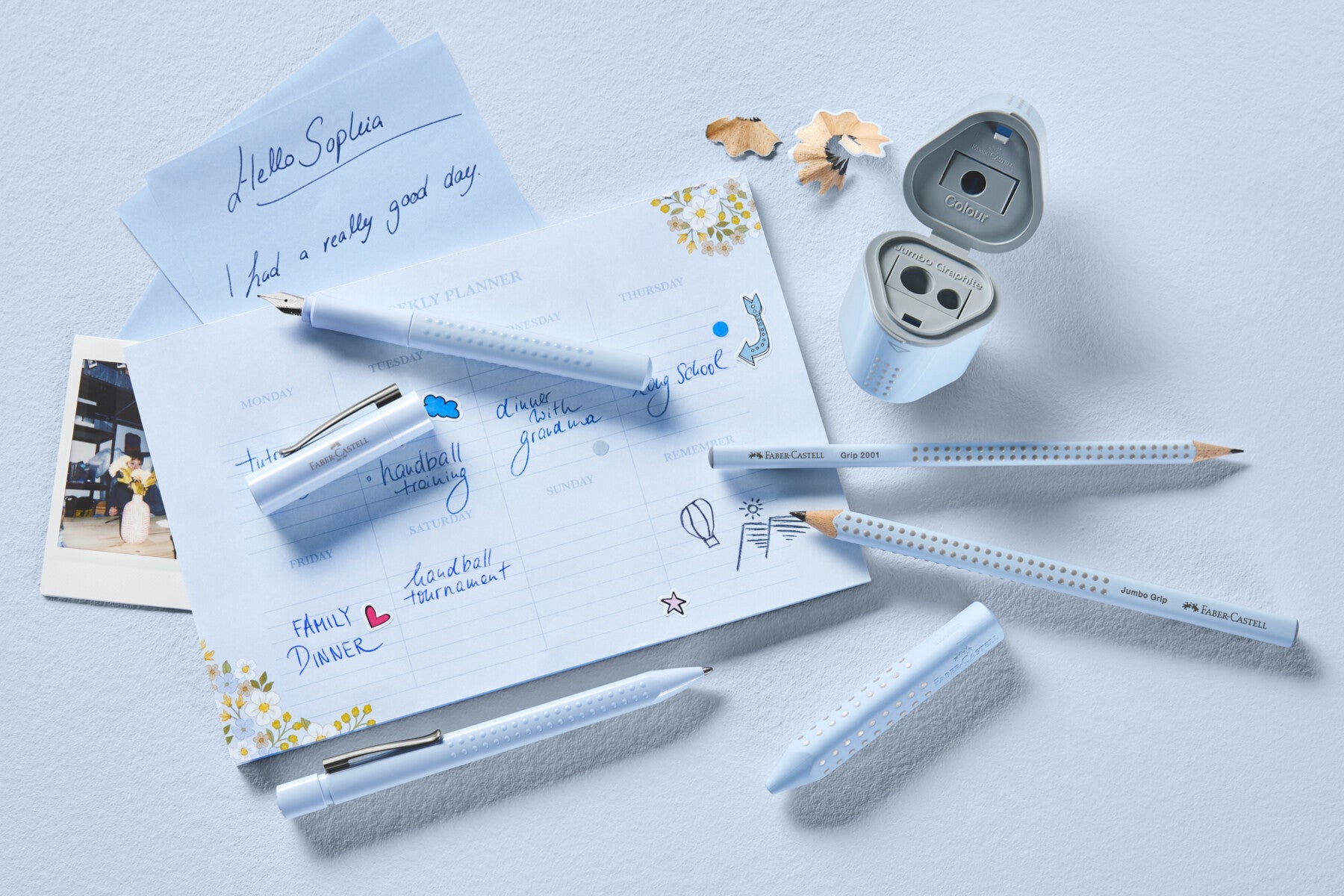 Blyant Faber Grip Sky Blue M Viskelær Blyantspisse