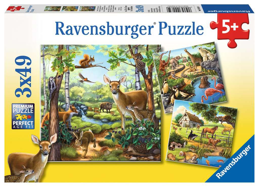 Puslespill 3X49 Dyr Ravensburger