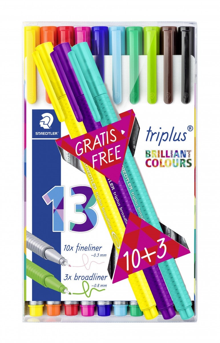 Fineliner Staedtler Triplus 0,3 og Broad 0,8 13pk