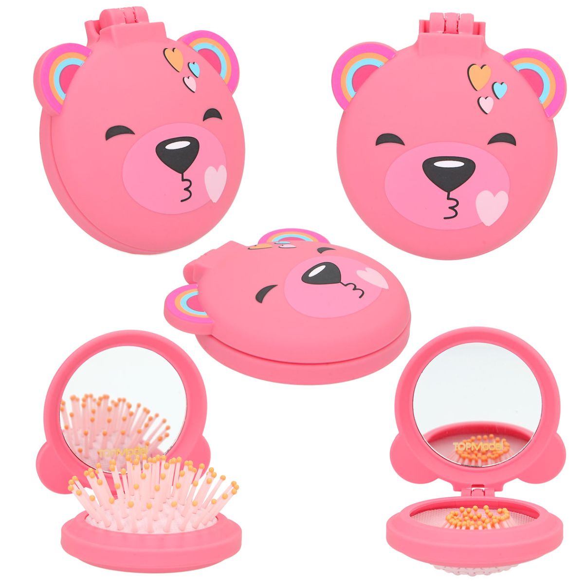 Hårbørste Sammenleggbar m/speil 3ass Topmodel