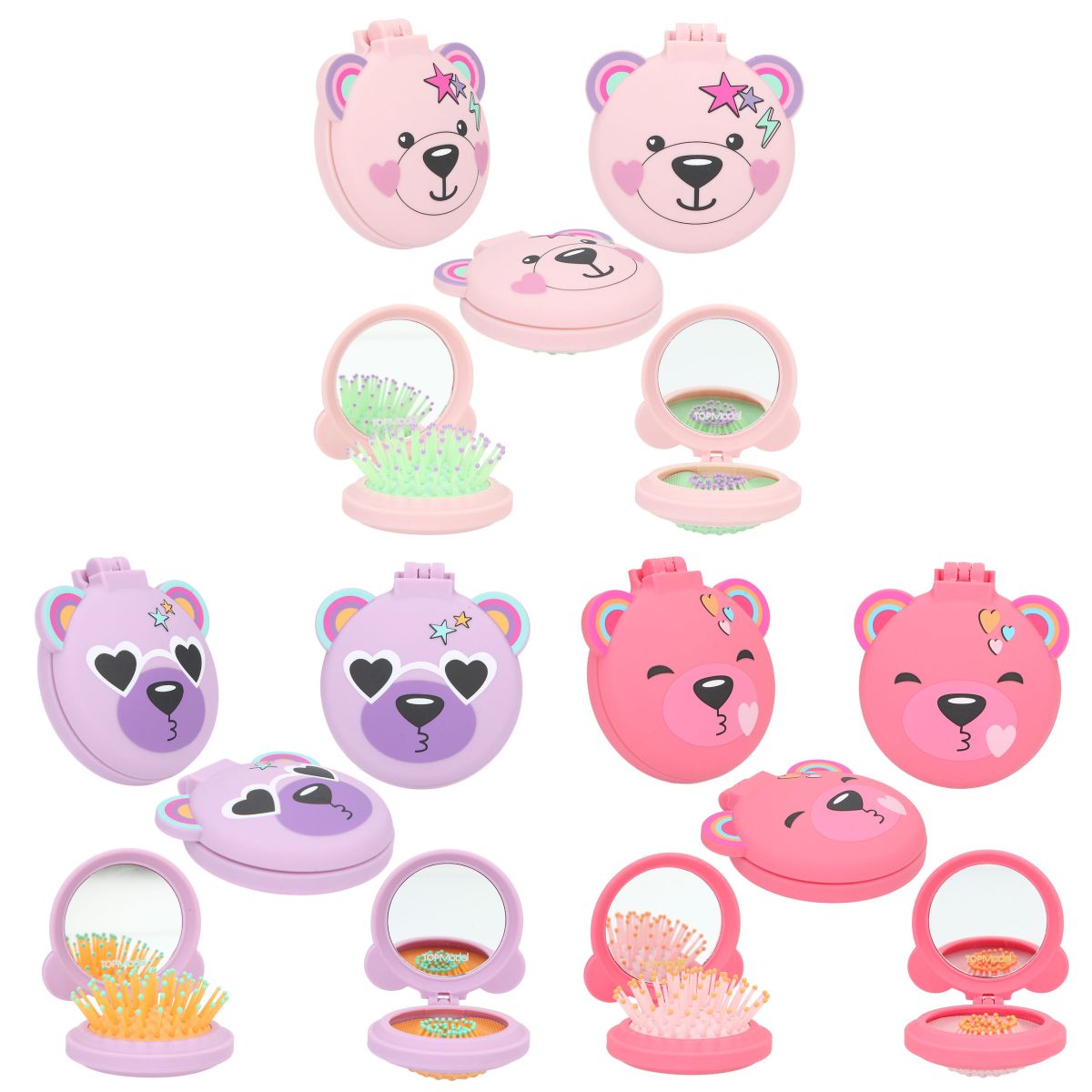 Hårbørste Sammenleggbar m/speil 3ass Topmodel