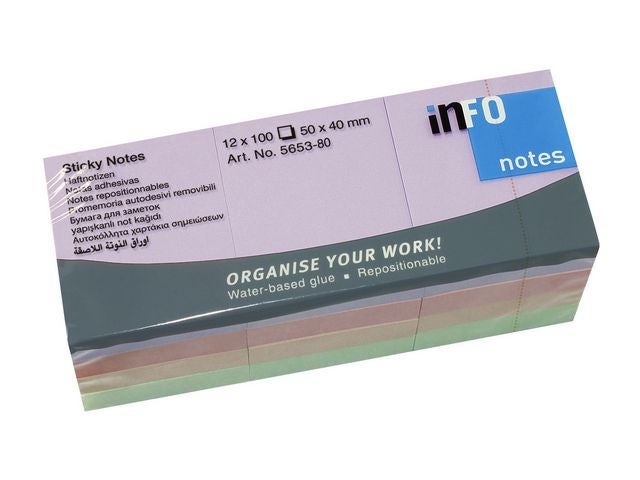 Notatblokk Info 50X40mm Pastell (12)
