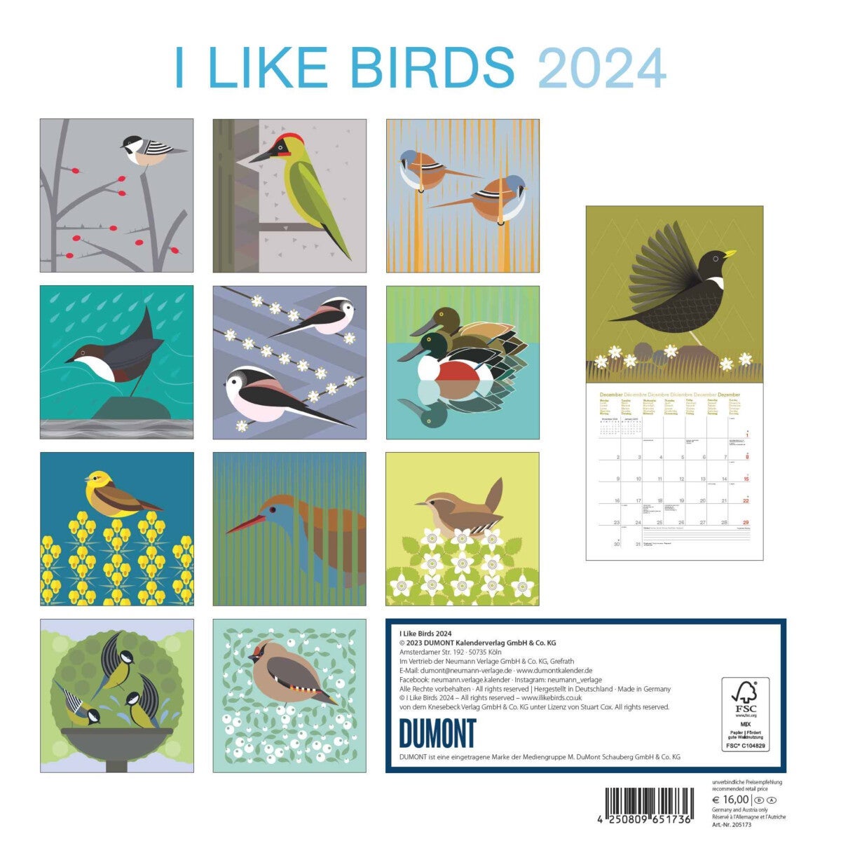 Kalender 2024 I Like Birds 30x30cm