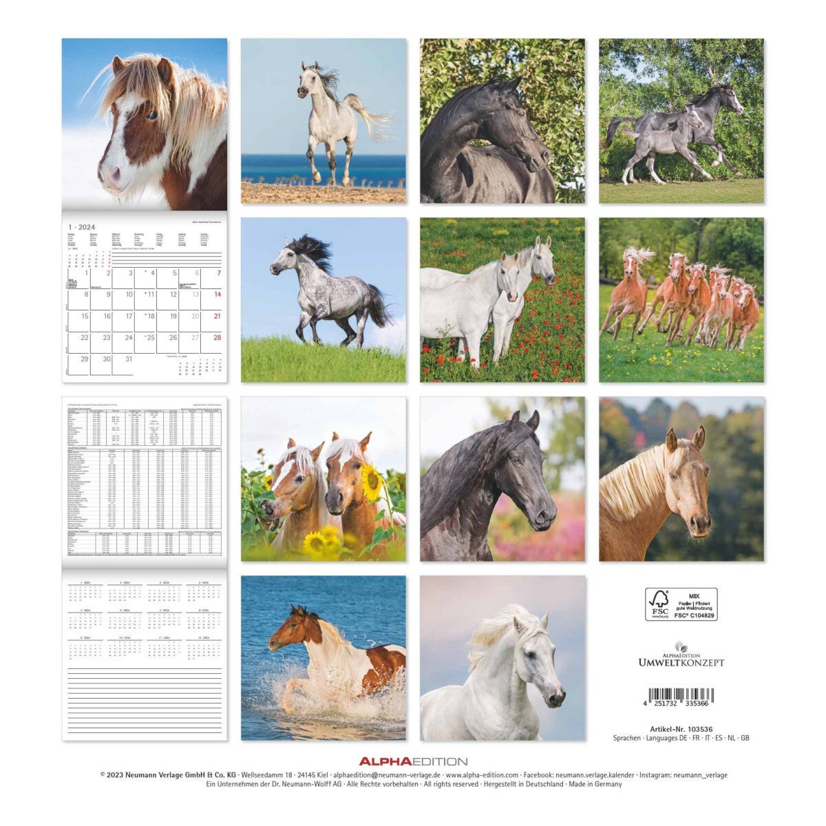 Kalender 2024 Horses 30x30cm