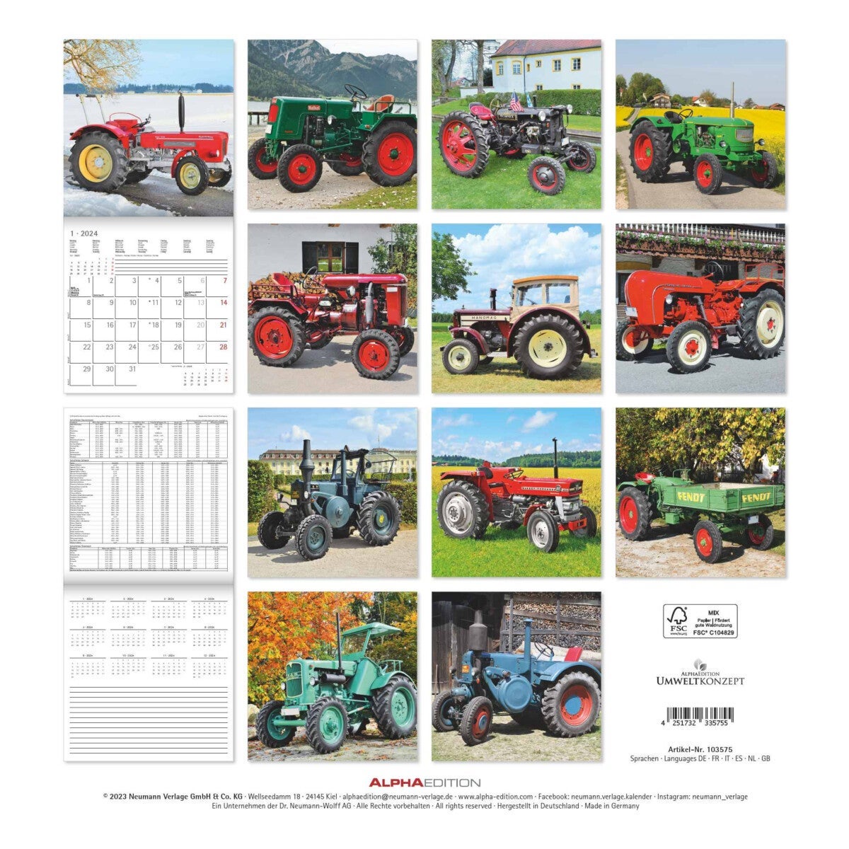 Kalender 2024 Tractors Classics 30x30cm