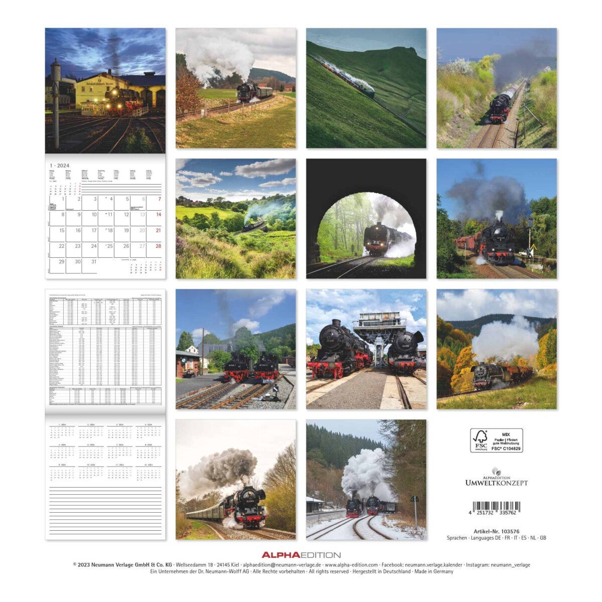 Kalender 2024 Steam Engines 30x30cm